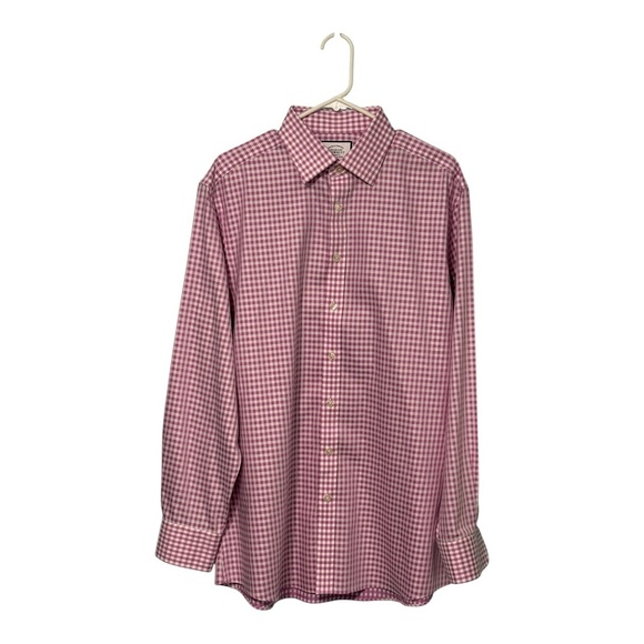 Charles Tyrwhitt Shirt Mens 17/36 Pink Gingham Check Non Iron Slim Fit - Picture 1 of 9